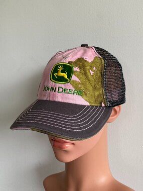 John Deere Women's Pink Camo Trucker Hat Snapback Mesh Ball Cap NWOT
